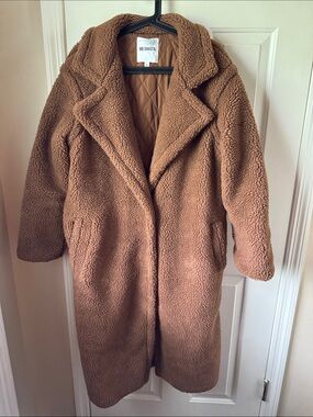 BB Dakota Camel Teddy Fleece Long Coat